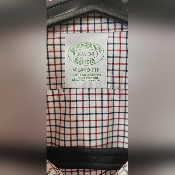 Brooks Brothers Milano Men's Checkered Button Down Dress Shirt Size 16 1/2 34 - Picture 8 of 9